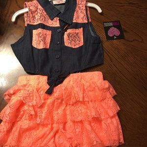 Denim  & lace 2 piece set